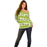 New Zealand Kiwi Fruit Witty Kiwi Bird Off Shoulder Sweater