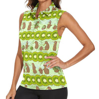 New Zealand Kiwi Fruit Witty Kiwi Bird Women Sleeveless Polo Shirt DT02 - Polynesian Pride