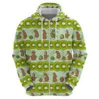 New Zealand Kiwi Fruit Witty Kiwi Bird Zip Hoodie