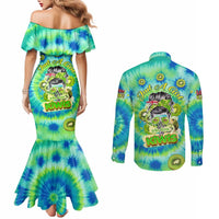 Just a Girl Who Loves Kiwis Couples Matching Mermaid Dress and Long Sleeve Button Shirt New Zealand Tie Dye DT02 - Polynesian Pride