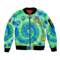 Just a Girl Who Loves Kiwis Sleeve Zip Bomber Jacket New Zealand Tie Dye DT02 Unisex Green - Polynesian Pride