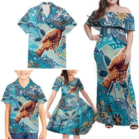 Hand In Hand Father's Day Polynesian Family Matching Off Shoulder Maxi Dress and Hawaiian Shirt Tribal Flower Pattern DT02 - Polynesian Pride