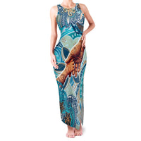 Hand In Hand Father's Day Polynesian Family Matching Tank Maxi Dress and Hawaiian Shirt Tribal Flower Pattern