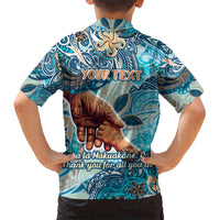 Hand In Hand Father's Day Polynesian Kid Hawaiian Shirt Tribal Flower Pattern