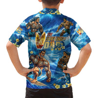 Hawaii Father's Day Family Matching Off Shoulder Maxi Dress and Hawaiian Shirt The Surfing Dad Polynesian Tattoo DT02 - Polynesian Pride