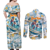 Hawaii Father's Day It's Surfing Time Couples Matching Off Shoulder Maxi Dress and Long Sleeve Button Shirt Aloha L Makuakane DT02 - Polynesian Pride