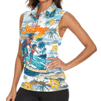 Hawaii Father's Day It's Surfing Time Women Sleeveless Polo Shirt Aloha L Makuakane DT02 - Polynesian Pride