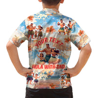 Hawaii Father's Day Family Matching Off Shoulder Short Dress and Hawaiian Shirt Hula With Dad