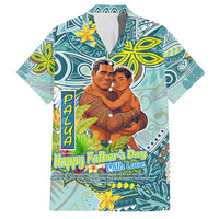 Palau Father's Day Polynesia Family Matching Short Sleeve Bodycon Dress and Hawaiian Shirt Dad and Son DT02 Dad's Shirt - Short Sleeve Blue - Polynesian Pride