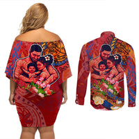 Happy Father's Day French Polynesia Couples Matching Off Shoulder Short Dress and Long Sleeve Button Shirt Family Turtle Hibiscus DT02 - Polynesian Pride