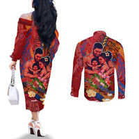 Happy Father's Day French Polynesia Couples Matching Off The Shoulder Long Sleeve Dress and Long Sleeve Button Shirt Family Turtle Hibiscus DT02 - Polynesian Pride