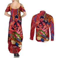 Happy Father's Day French Polynesia Couples Matching Summer Maxi Dress and Long Sleeve Button Shirt Family Turtle Hibiscus DT02 - Polynesian Pride