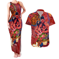 Happy Father's Day French Polynesia Couples Matching Tank Maxi Dress and Hawaiian Shirt Family Turtle Hibiscus DT02 Red - Polynesian Pride