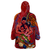 Happy Father's Day French Polynesia Wearable Blanket Hoodie Family Turtle Hibiscus DT02 - Polynesian Pride