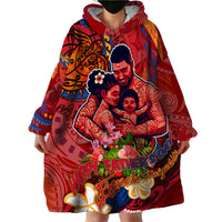 Happy Father's Day French Polynesia Wearable Blanket Hoodie Family Turtle Hibiscus DT02 - Polynesian Pride