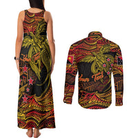 Papua New Guinea 50th Independence Day Couples Matching Tank Maxi Dress and Long Sleeve Button Shirt Culture Spirit and Sovereignty DT02 - Polynesian Pride