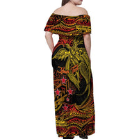 Papua New Guinea 50th Independence Day Family Matching Off Shoulder Maxi Dress and Hawaiian Shirt Culture Spirit and Sovereignty DT02 - Polynesian Pride