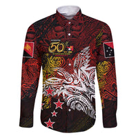PNG 1975 - 2025 Family Matching Tank Maxi Dress and Hawaiian Shirt Papua New Guinea 50th Independence Anniversary DT02 Dad's Shirt - Long Sleeve Art - Polynesian Pride