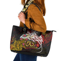 PNG 1975 - 2025 Leather Tote Bag Papua New Guinea 50th Independence Anniversary