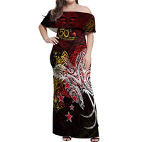 PNG 1975 - 2025 Off Shoulder Maxi Dress Papua New Guinea 50th Independence Anniversary DT02 Women Art - Polynesian Pride