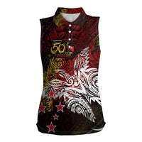 PNG 1975 - 2025 Women Sleeveless Polo Shirt Papua New Guinea 50th Independence Anniversary DT02 Female Art - Polynesian Pride