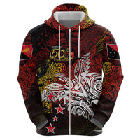 PNG 1975 - 2025 Zip Hoodie Papua New Guinea 50th Independence Anniversary DT02 - Polynesian Pride