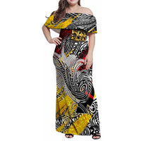 Papua New Guinea 50th Independence Day Family Matching Off Shoulder Maxi Dress and Hawaiian Shirt Celebrate Our History, Inspire Our Future DT02 Mom's Dress Art - Polynesian Pride