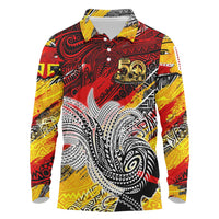 Papua New Guinea 50th Independence Day Long Sleeve Polo Shirt Celebrate Our History, Inspire Our Future DT02 Art - Polynesian Pride