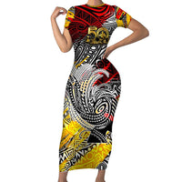 Papua New Guinea 50th Independence Day Short Sleeve Bodycon Dress Celebrate Our History, Inspire Our Future DT02 Long Dress Art - Polynesian Pride