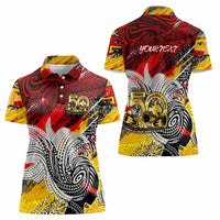 Papua New Guinea 50th Independence Day Women Polo Shirt Celebrate Our History, Inspire Our Future DT02 - Polynesian Pride