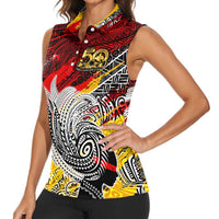 Papua New Guinea 50th Independence Day Women Sleeveless Polo Shirt Celebrate Our History, Inspire Our Future DT02 - Polynesian Pride