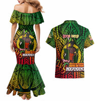 Vanuatu 45th Independence Anniversary Couples Matching Mermaid Dress and Hawaiian Shirt Embracing Our Traditions Shaping Our Future DT02 - Polynesian Pride