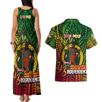 Vanuatu 45th Independence Anniversary Couples Matching Tank Maxi Dress and Hawaiian Shirt Embracing Our Traditions Shaping Our Future DT02 - Polynesian Pride