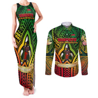 Vanuatu 45th Independence Anniversary Couples Matching Tank Maxi Dress and Long Sleeve Button Shirt Embracing Our Traditions Shaping Our Future DT02 Art - Polynesian Pride