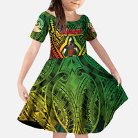 Vanuatu 45th Independence Anniversary Family Matching Off The Shoulder Long Sleeve Dress and Hawaiian Shirt Embracing Our Traditions Shaping Our Future DT02 Daughter's Dress Art - Polynesian Pride