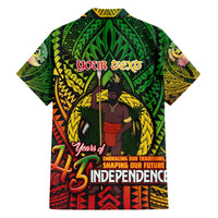 Vanuatu 45th Independence Anniversary Family Matching Off The Shoulder Long Sleeve Dress and Hawaiian Shirt Embracing Our Traditions Shaping Our Future DT02 - Polynesian Pride