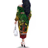 Vanuatu 45th Independence Anniversary Family Matching Off The Shoulder Long Sleeve Dress and Hawaiian Shirt Embracing Our Traditions Shaping Our Future DT02 - Polynesian Pride