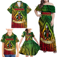 Vanuatu 45th Independence Anniversary Family Matching Off Shoulder Maxi Dress and Hawaiian Shirt Embracing Our Traditions Shaping Our Future DT02 - Polynesian Pride
