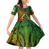 Vanuatu 45th Independence Anniversary Family Matching Off Shoulder Short Dress and Hawaiian Shirt Embracing Our Traditions Shaping Our Future DT02 Daughter's Dress Art - Polynesian Pride