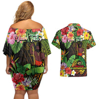 45th Anniversary of Freedom Vanuatu Couples Matching Off Shoulder Short Dress and Hawaiian Shirt Island Pride Cultural Power Pacific Unity DT02 - Polynesian Pride