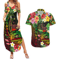 45th Anniversary of Freedom Vanuatu Couples Matching Summer Maxi Dress and Hawaiian Shirt Island Pride Cultural Power Pacific Unity DT02 Art - Polynesian Pride