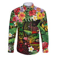 45th Anniversary of Freedom Vanuatu Family Matching Off The Shoulder Long Sleeve Dress and Hawaiian Shirt Island Pride Cultural Power Pacific Unity DT02 Dad's Shirt - Long Sleeve Art - Polynesian Pride