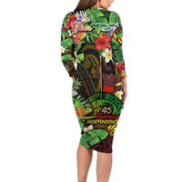 45th Anniversary of Freedom Vanuatu Long Sleeve Bodycon Dress Island Pride Cultural Power Pacific Unity DT02 - Polynesian Pride