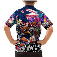 Personalized Kiwi New Zealand Rugby Family Matching Mermaid Dress and Hawaiian Shirt Kiwis Mascot Tropical Pattern DT02 - Polynesian Pride