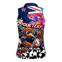 Personalized Kiwi New Zealand Rugby Women Sleeveless Polo Shirt Kiwis Mascot Tropical Pattern DT02 - Polynesian Pride