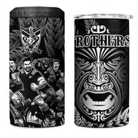 All Black Brothers Rugby 4 in 1 Can Cooler Tumbler New Zealand Maori Haka DT02 One Size: 16 oz Black - Polynesian Pride