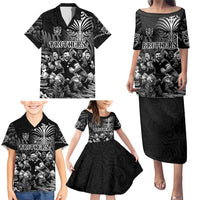 Personalized All Black Brothers Rugby Family Matching Puletasi and Hawaiian Shirt New Zealand Maori Haka DT02 - Polynesian Pride