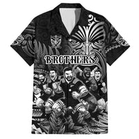 Personalized All Black Brothers Rugby Family Matching Puletasi and Hawaiian Shirt New Zealand Maori Haka DT02 Dad's Shirt - Short Sleeve Black - Polynesian Pride
