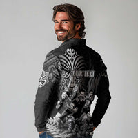 Personalized All Black Brothers Rugby Long Sleeve Polo Shirt New Zealand Maori Haka DT02 - Polynesian Pride