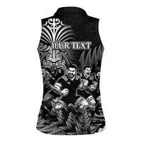 Personalized All Black Brothers Rugby Women Sleeveless Polo Shirt New Zealand Maori Haka DT02 - Polynesian Pride